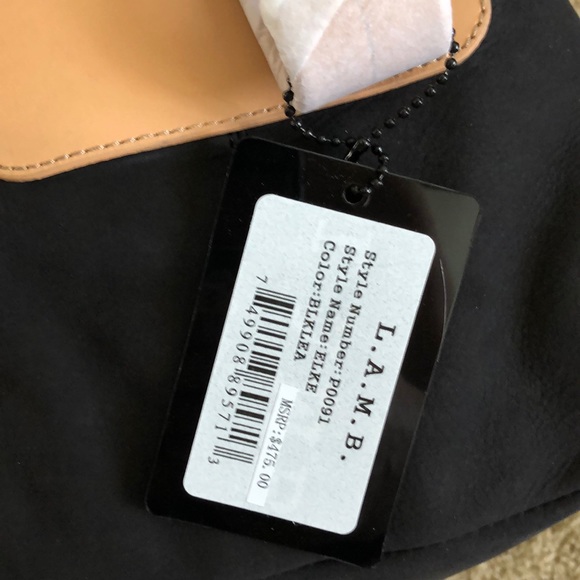 L.A.M.B Suede and Leather ELKE Bucket Bag Black - Picture 3 of 8